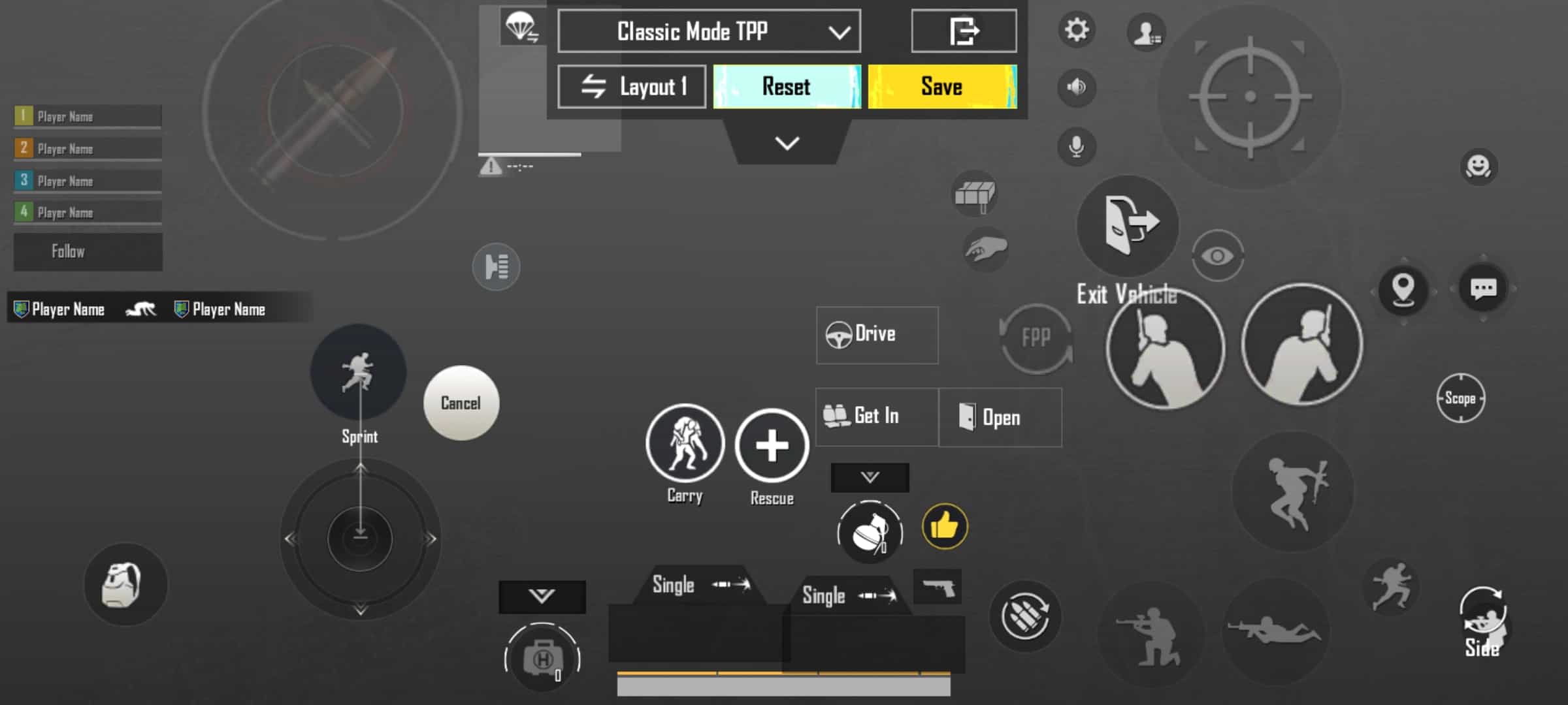 BGMI 4 Finger Claw layout Code