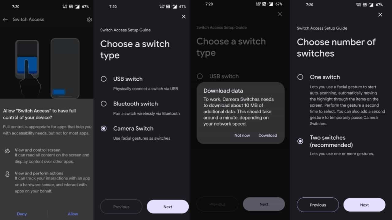 Set up face gestures for your mobile using Switch Access