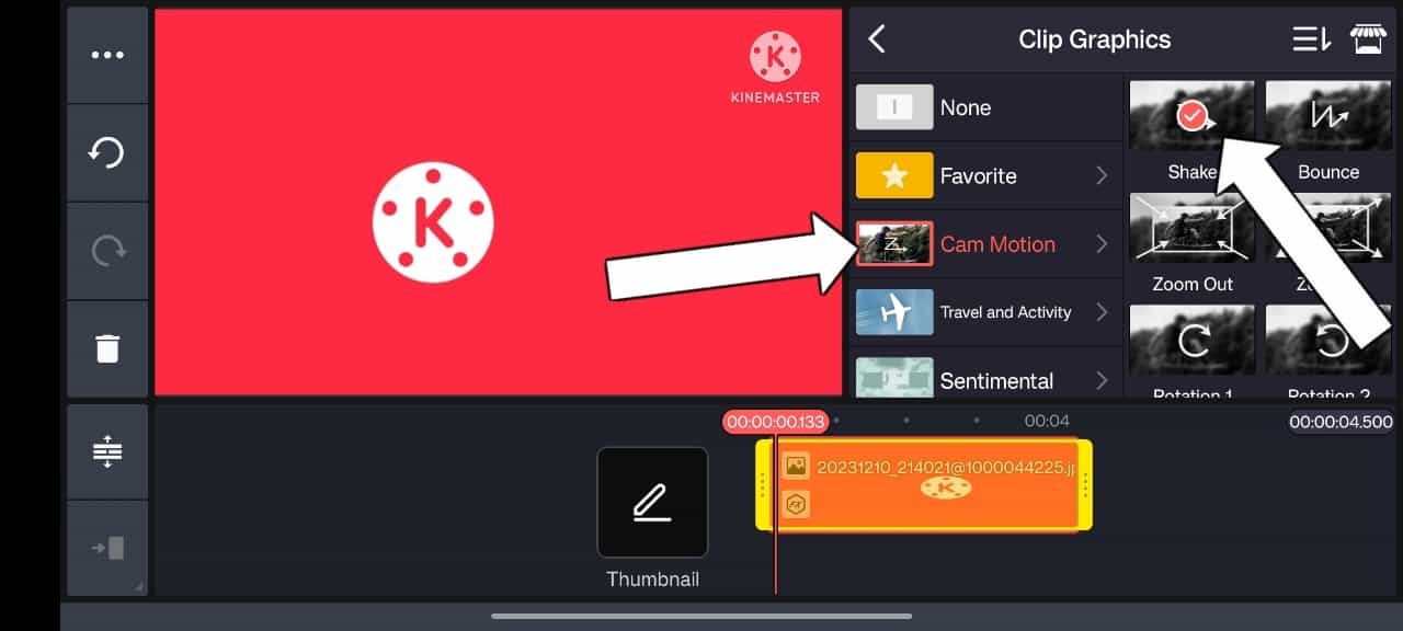 Kinemaster Add Video Shake Effect