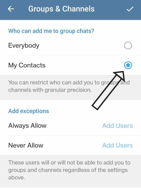 Telegram Groups & Channels Settings